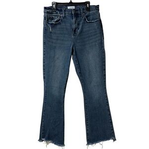 Pistola Anthropologie Blue Distressed Lennon High-Rise Crop Flare Denim Jeans 29